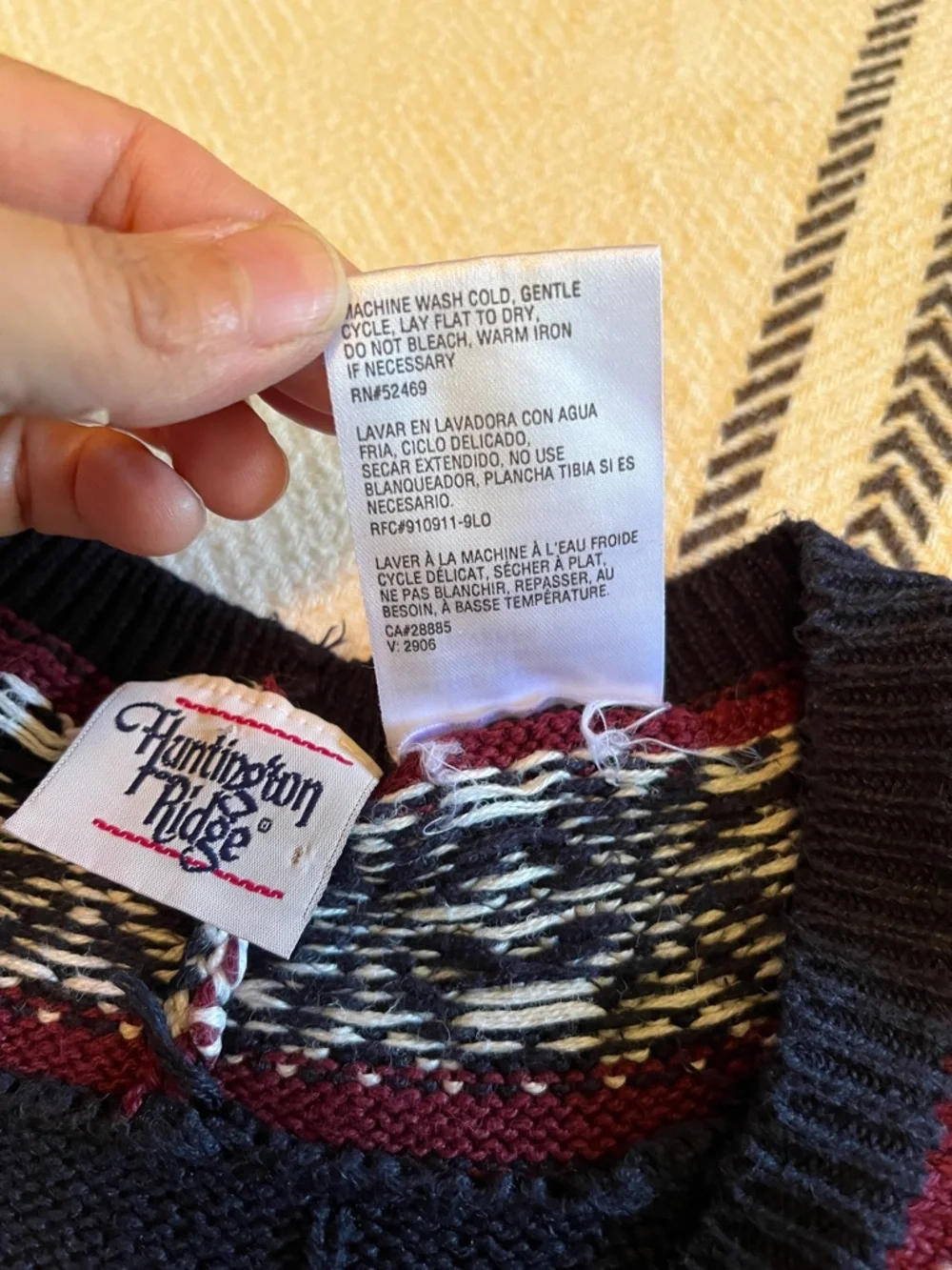 Navy V-Neck Sweater Vest with Contrast Trim - Picture 6 of 7